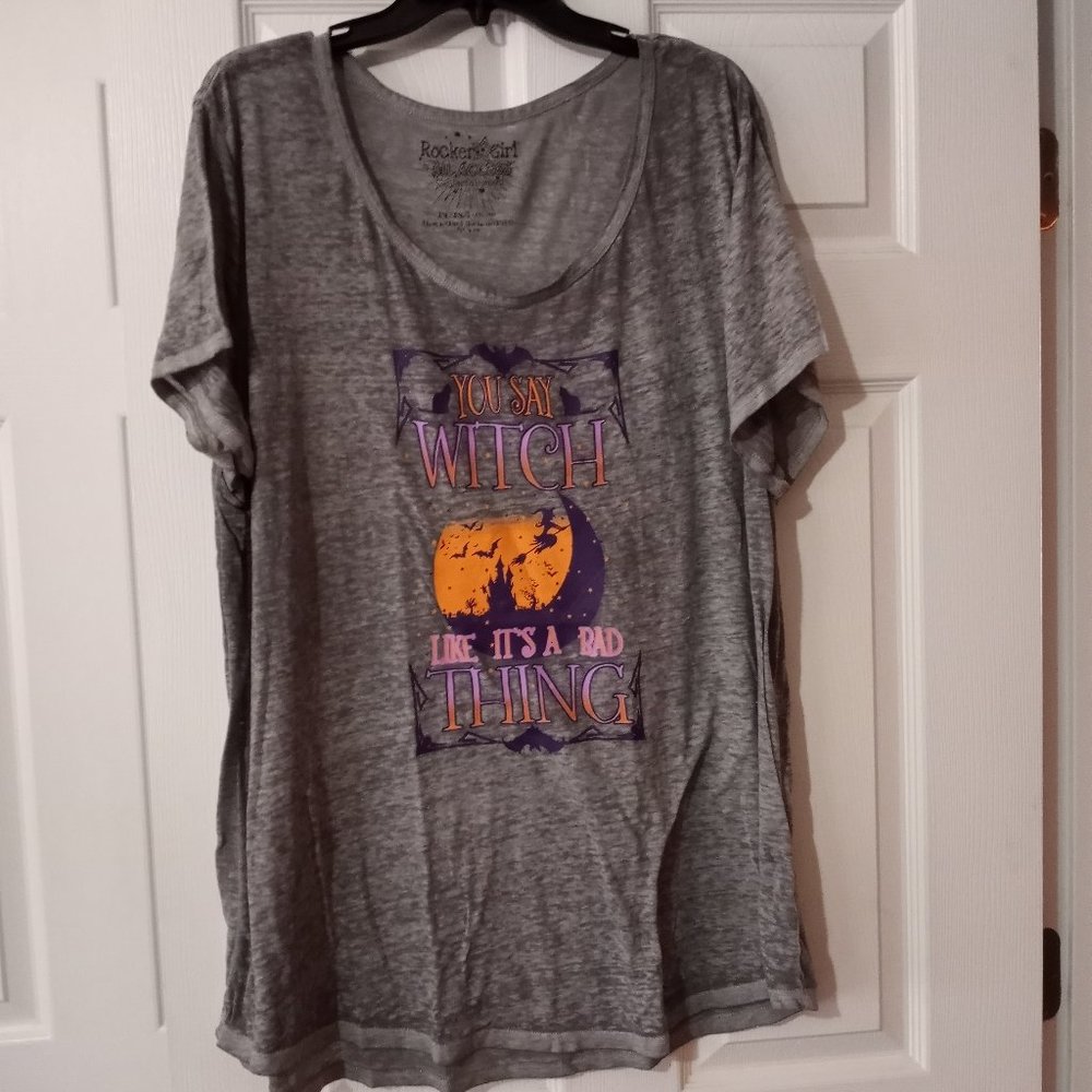 Sheer Gray Rocker Girl Witchy Shirt 3X